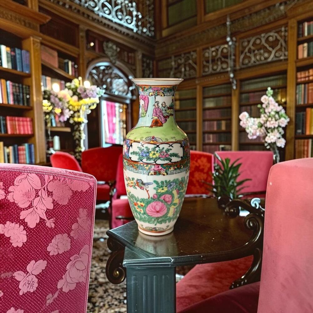 ACF Rose Medallion 10 Inch Vase Japanese Porcelain Hong Kong